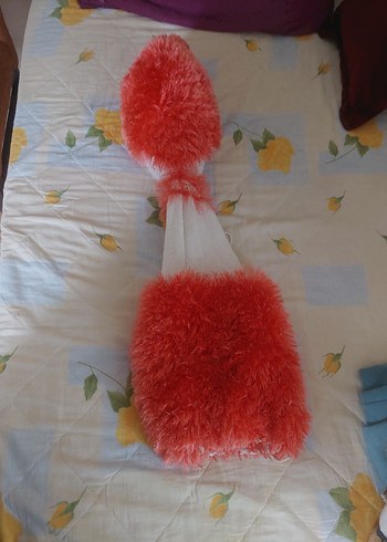 Kırmızı Renkli Örgü Poşetlik - Görsel 3