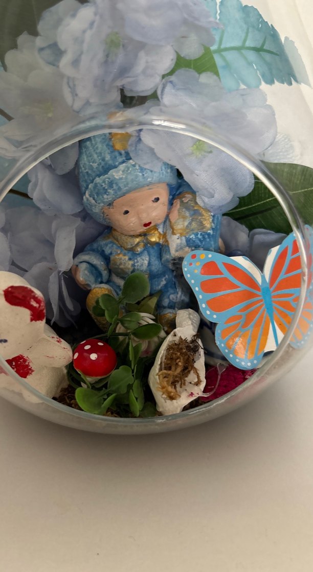 Mavi Mini Figürlü Cam Dekoratif Armut teraryum - Görsel 2