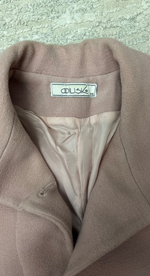 Adil ışık Düğmeli Pudra Kadın Kaban - Görsel 2