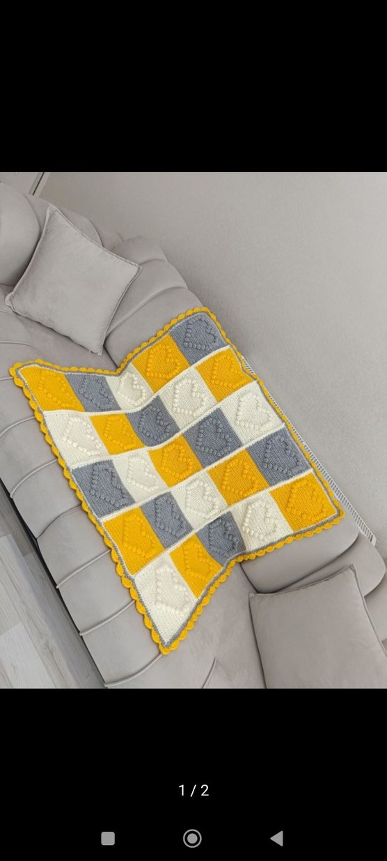 Çocuklar için Kareli Örgü Battaniye - Görsel 2