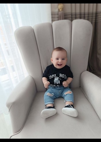 Bej Erkek Çocuk Bol Kesim Denim Pantolon - Görsel 3