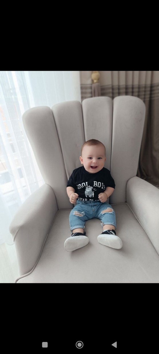 Bej Erkek Çocuk Bol Kesim Denim Pantolon - Görsel 3