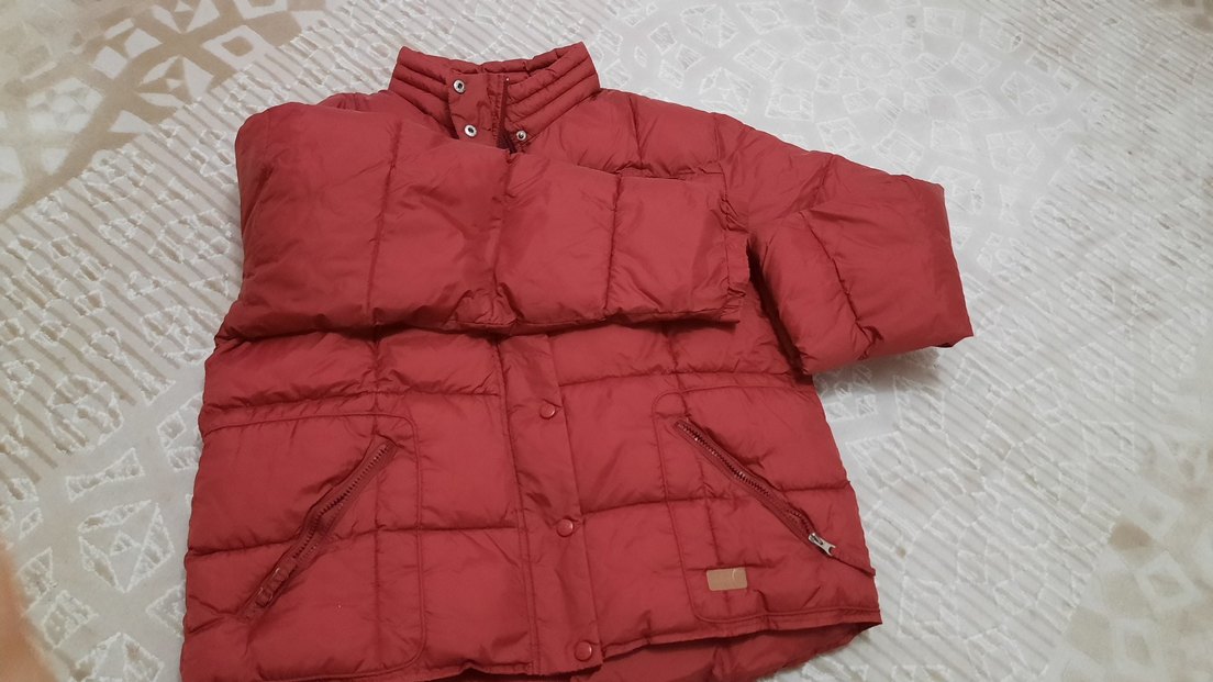 Kırmızı Fermuarlı Kadın Kışlık Mont - Görsel 3