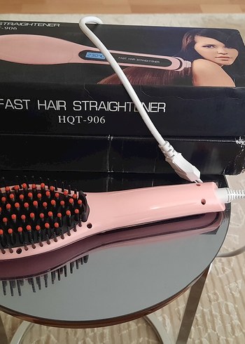 Pastel Pembe Saç Düzleştirici Fırça - Görsel 2