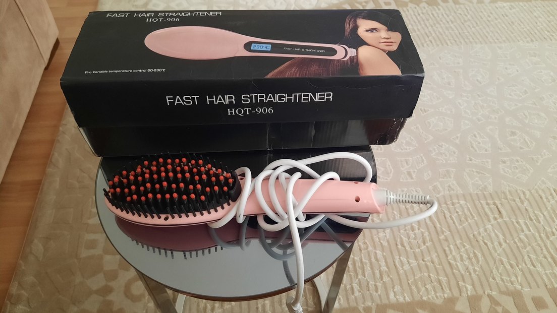 Pastel Pembe Saç Düzleştirici Fırça - Görsel 4