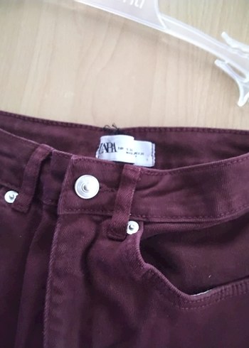 Bordo Midi Boy Regular Fit Kadın Kot Pantolon - Görsel 3