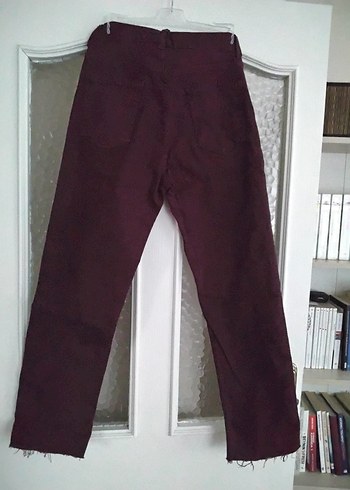 Bordo Midi Boy Regular Fit Kadın Kot Pantolon - Görsel 2