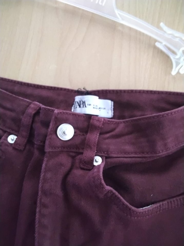 Bordo Midi Boy Regular Fit Kadın Kot Pantolon - Görsel 3