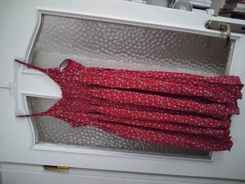 Kırmızı Bohem ip askılı midi elbise - Görsel 2