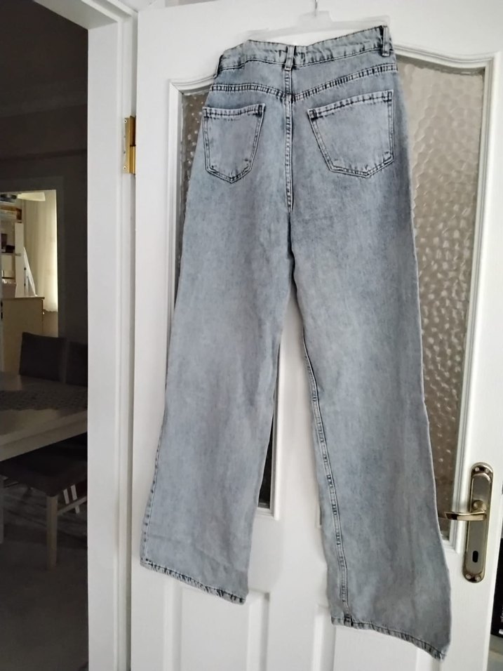 Gri Midi Denim Bol Kesim Kadın Kot Pantolon - Görsel 2