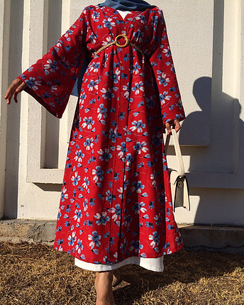 Tasarımcı Kırmızı abaya takım