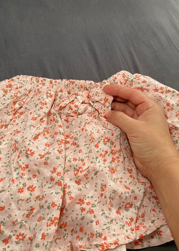 Pembe Baskılı Volanlı Mini Etek - Görsel 2