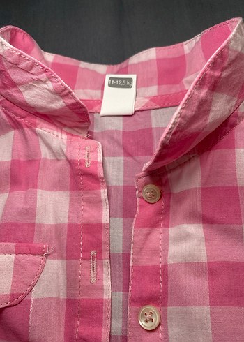 Kız Çocuk Pembe Kareli Kısa Kollu Gömlek - Görsel 2