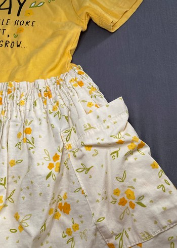 Sarı Çiçekli Kız Çocuk Elbise - Görsel 2