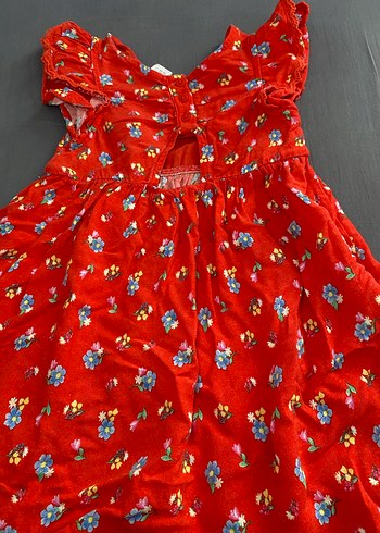 Kız Çocuk Kırmızı Çiçekli Fırfırlı Elbise - Görsel 3