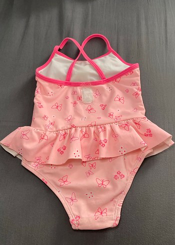 Kız Çocuk Pembe Desenli Fırfırlı Mayo - Görsel 3