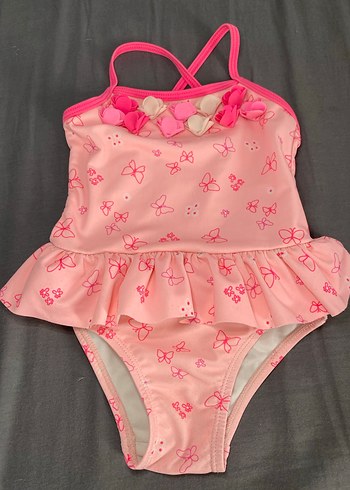 Kız Çocuk Pembe Desenli Fırfırlı Mayo - Görsel 5