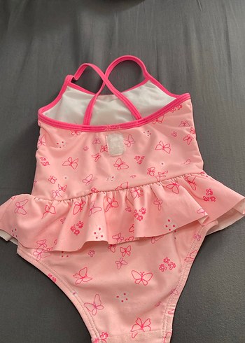 Kız Çocuk Pembe Desenli Fırfırlı Mayo - Görsel 4