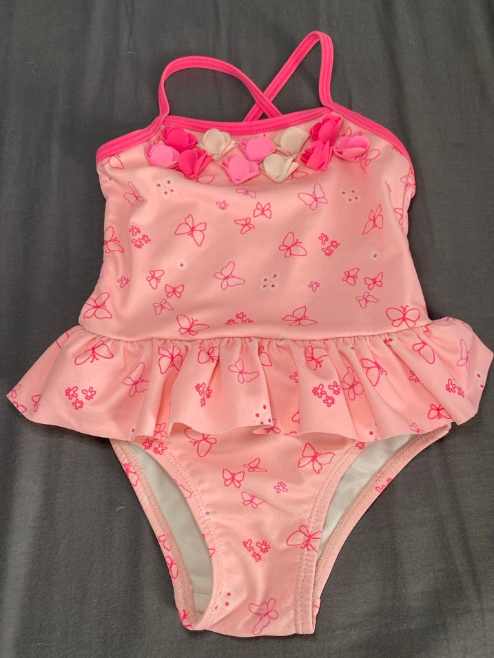 Kız Çocuk Pembe Desenli Fırfırlı Mayo - Görsel 5