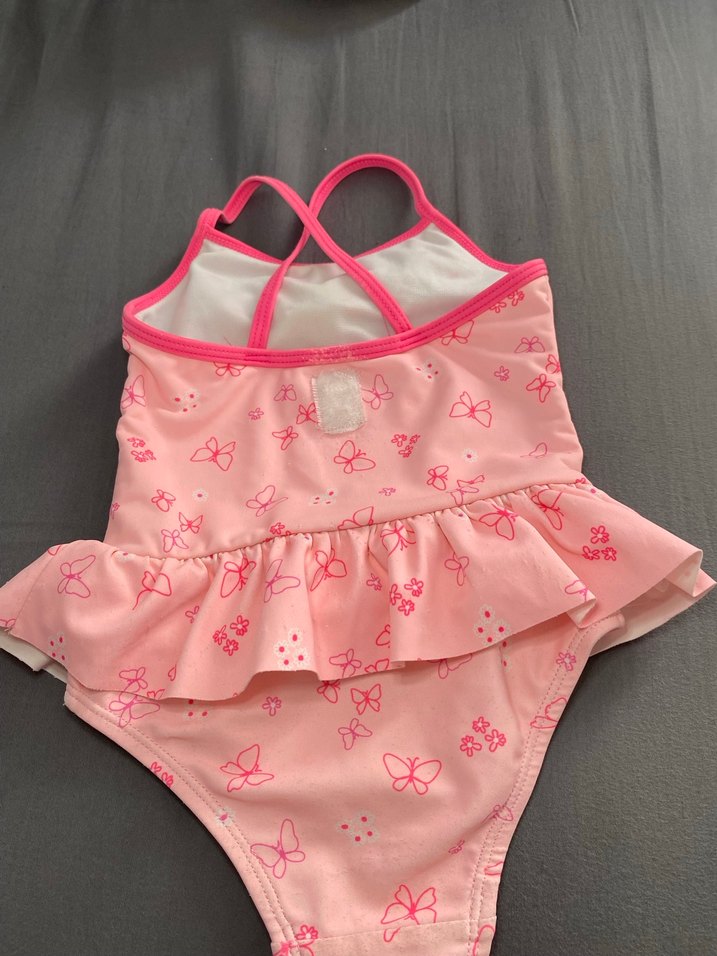 Kız Çocuk Pembe Desenli Fırfırlı Mayo - Görsel 4