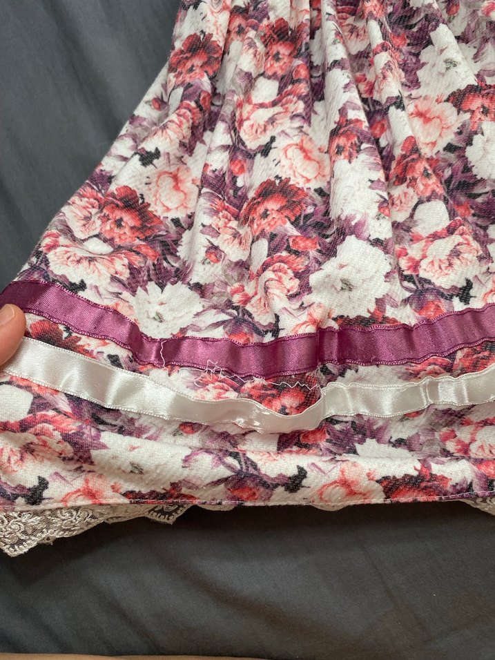 Pembe Çiçekli Dantel Detaylı Midi Elbise - Görsel 4