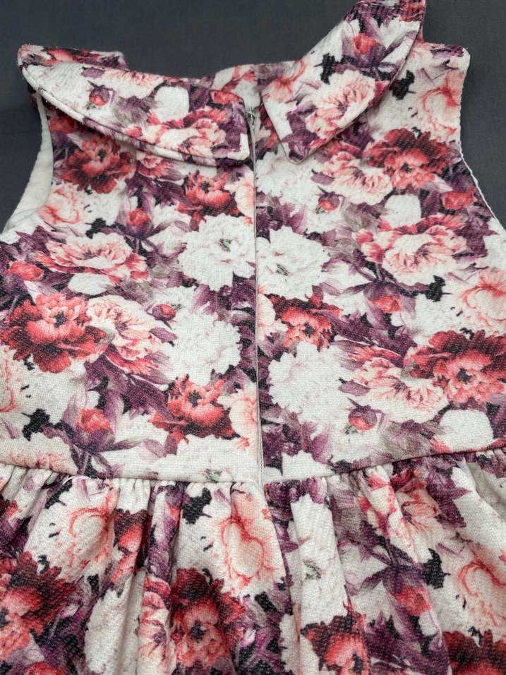 Pembe Çiçekli Dantel Detaylı Midi Elbise - Görsel 3