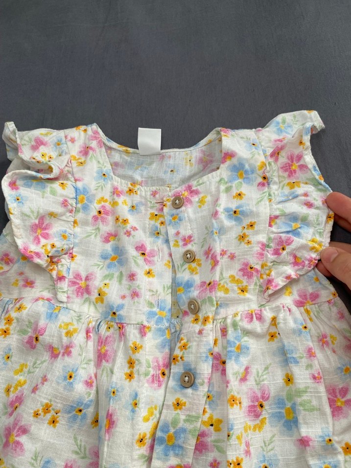 Çiçek Desenli Pamuklu Kız Elbisesi - Görsel 2
