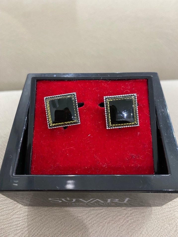 SUVARİ Siyah Kare Kol Düğmesi - Görsel 3