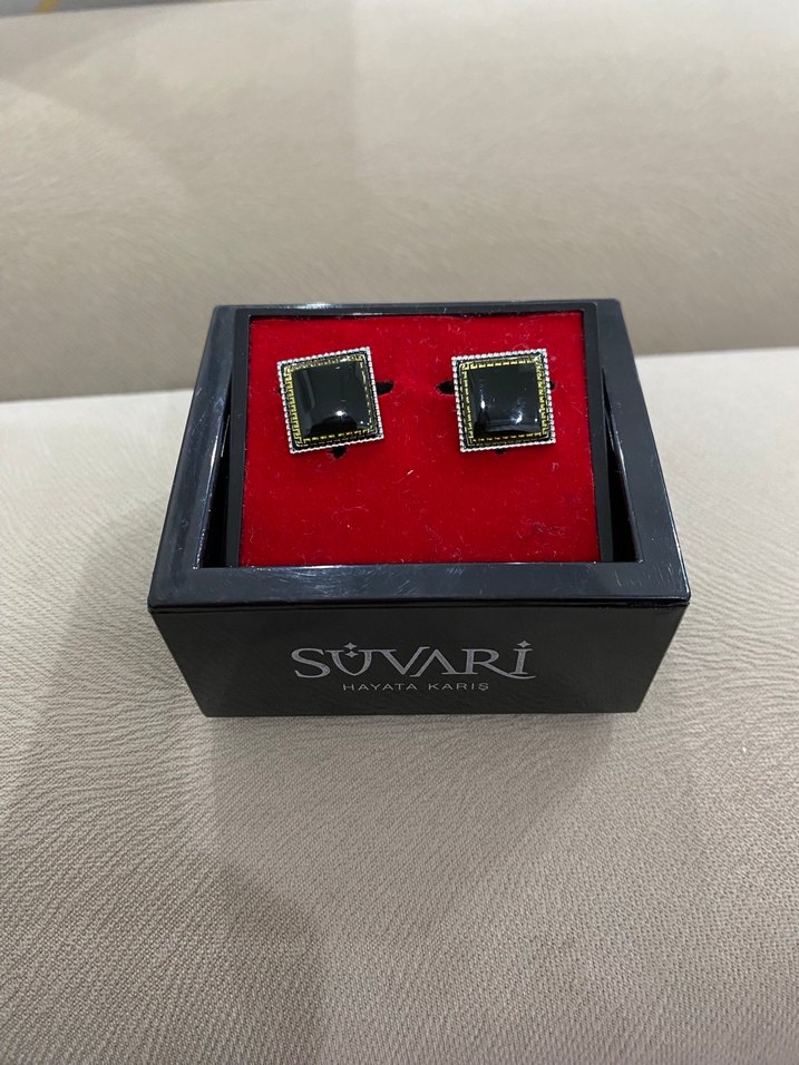 SUVARİ Siyah Kare Kol Düğmesi - Görsel 2