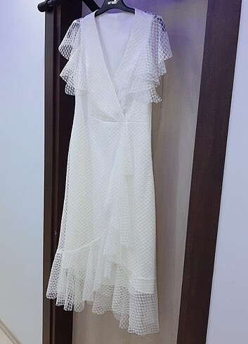 Beyaz tül detayli abiye elbise nikah Nişan gibi özel günlerde h