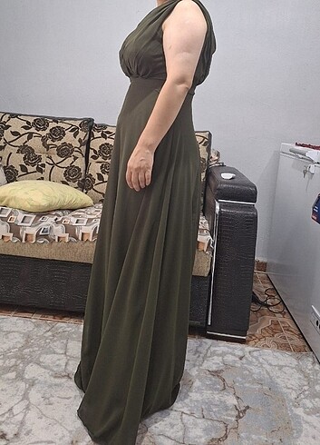 m Beden Haki yeşil elbise