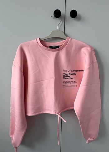 Pembe Baskılı Kadın Mini Sweatshirt bershka