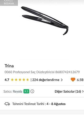 Trina 0060 saç düzleştirici