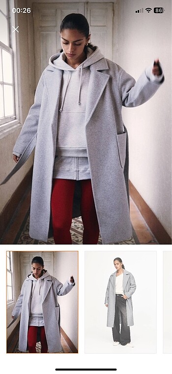 Pull and bear kuşaklı kaban