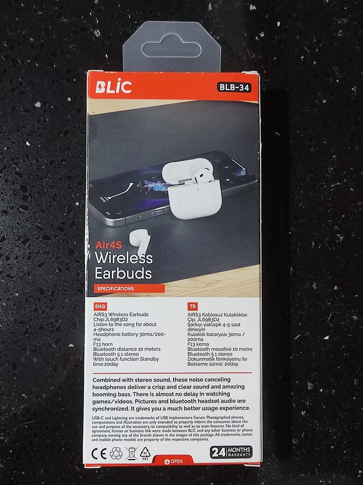 ORJİNAL iPhone BLIC AIR4S BLB-34 AirPods Bluetooth Kulaklık - Görsel 2