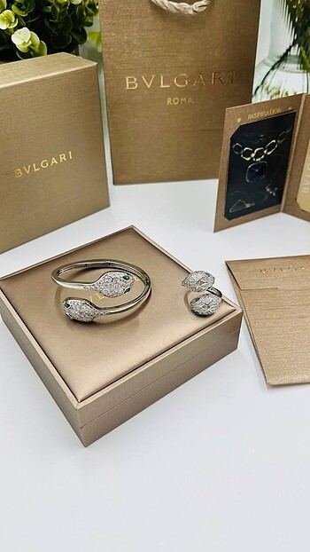  Beden Bvlgari Plated Bracelet And Ring Set