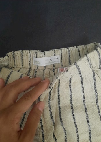 24-36 Ay Beden Düğmeli Çizgili Bej Erkek Şort