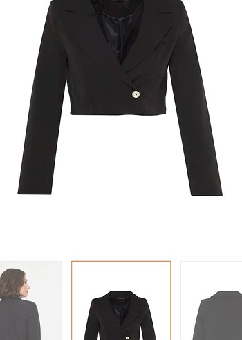 Düğmeli Siyah Midi Kadın Blazer Ceket