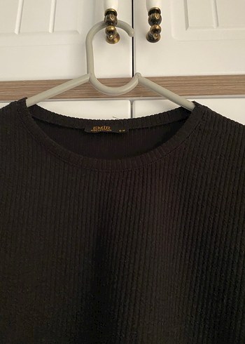 Siyah Uzun Kollu Keten Kadın Sweatshirt - Görsel 2