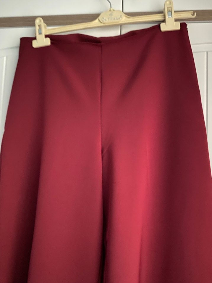 Bordo Midi Kadın Kumaş Pantolon - Görsel 2