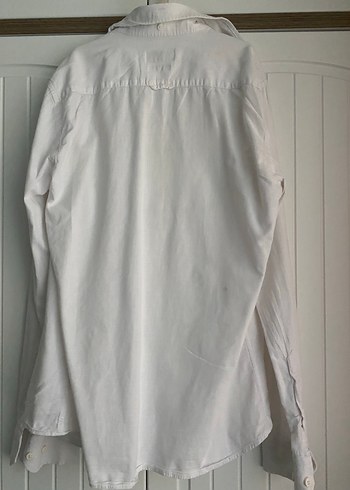 Düğmeli Beyaz Keten Erkek Gömlek - Görsel 4