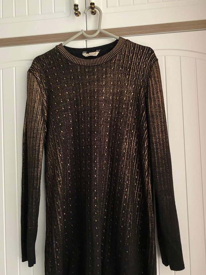 Uzun Kollu Siyah Triko Tunik - Görsel 2