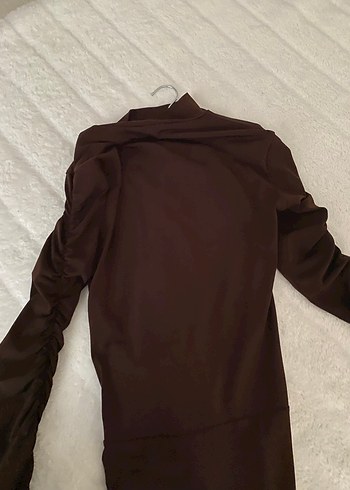 Drapeli Uzun Kollu Kahverengi Kadın Ceket - Görsel 2