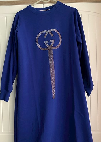 Uzun Kollu Mavi Salaş Tunik - Görsel 3