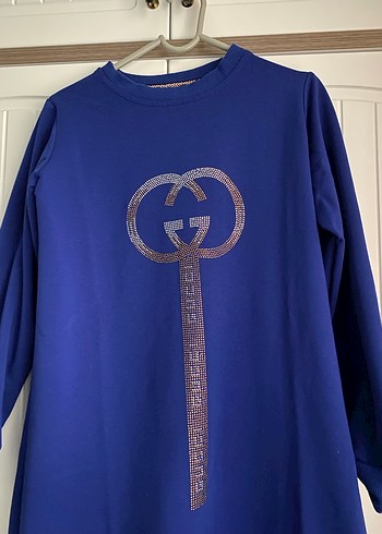 Uzun Kollu Mavi Salaş Tunik - Görsel 2