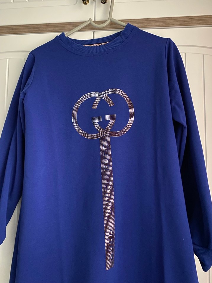 Uzun Kollu Mavi Salaş Tunik - Görsel 2