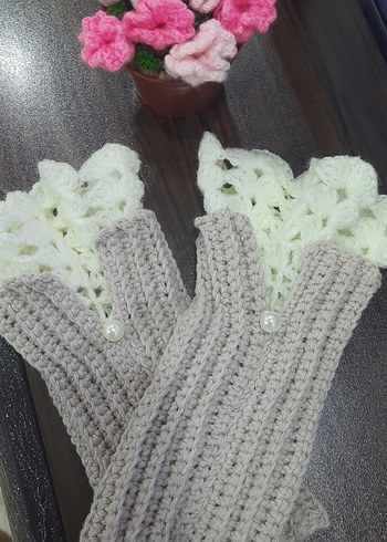 İnce Örgü Bohem Kadın Eldiveni - Görsel 2