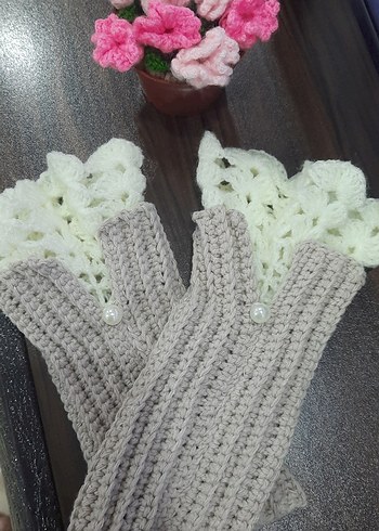 İnce Örgü Bohem Kadın Eldiveni - Görsel 4