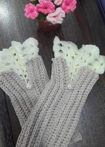 İnce Örgü Bohem Kadın Eldiveni - Görsel 3