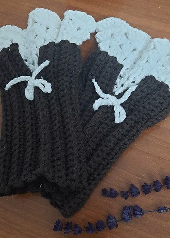 Dantel Detaylı Beyaz Örgü Goth Eldiven - Görsel 4